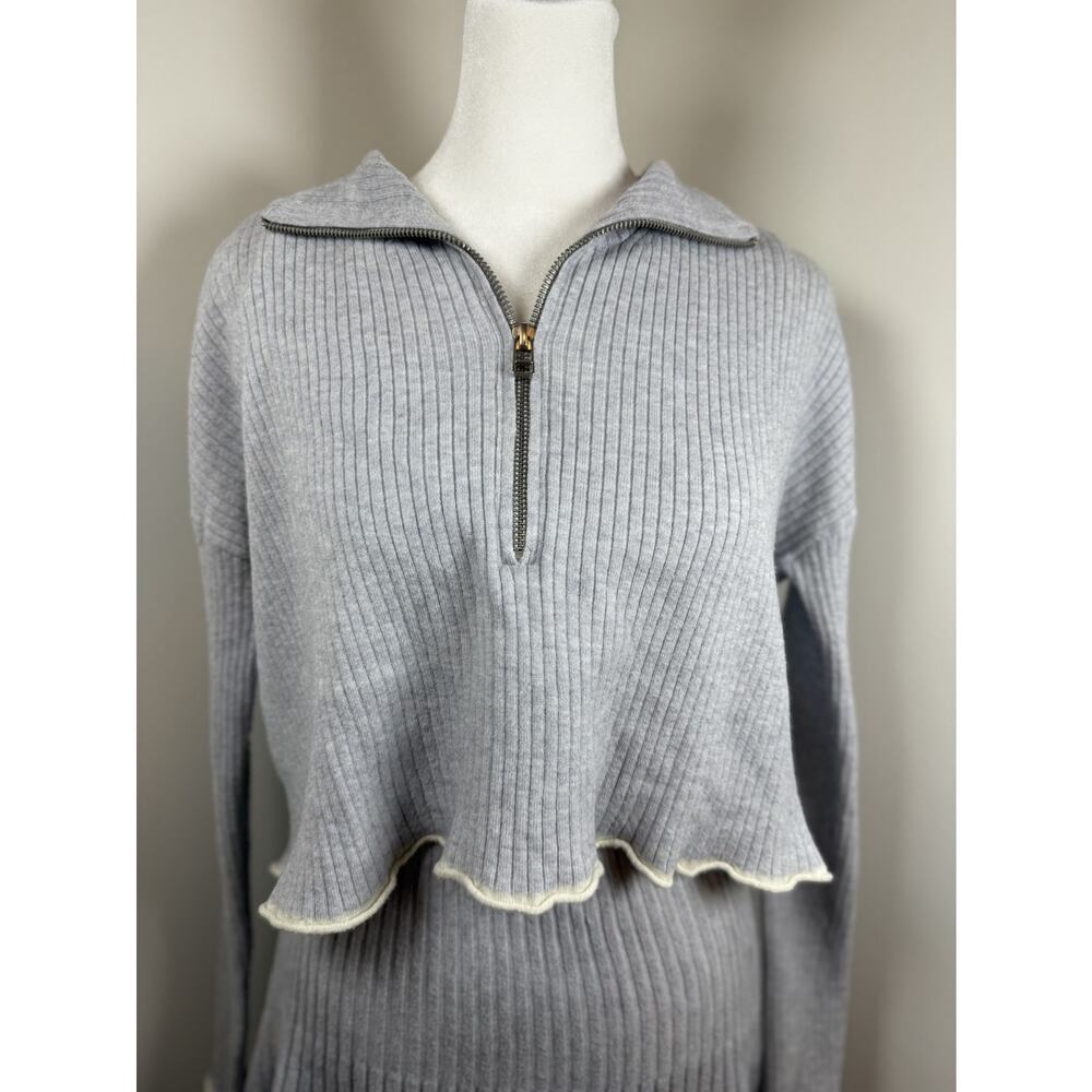 Anthropologie Daily Practice Miles Sweater Dress Small Gray Knit Pleated Preppy - Picture 11 of 15